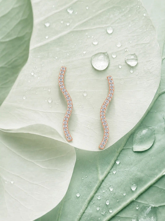 Warm-Tone Wave Ear Climbers
