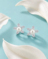 Ivory Orb Petal Stud Earrings