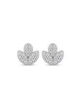 Three-Leaf Pavé Stud Earrings