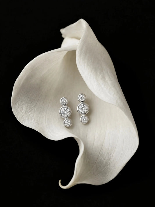 Graduated Triple Stone Stud Earrings