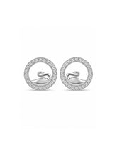 Swan Circle Halo Stud Earrings
