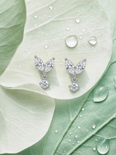 Twin Leaf Drop Stud Earrings