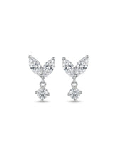 Twin Leaf Drop Stud Earrings