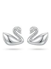 Polished Swan Accent Stud Earrings