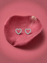 Stone Set Open Heart Stud Earrings