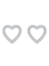 Stone Set Open Heart Stud Earrings