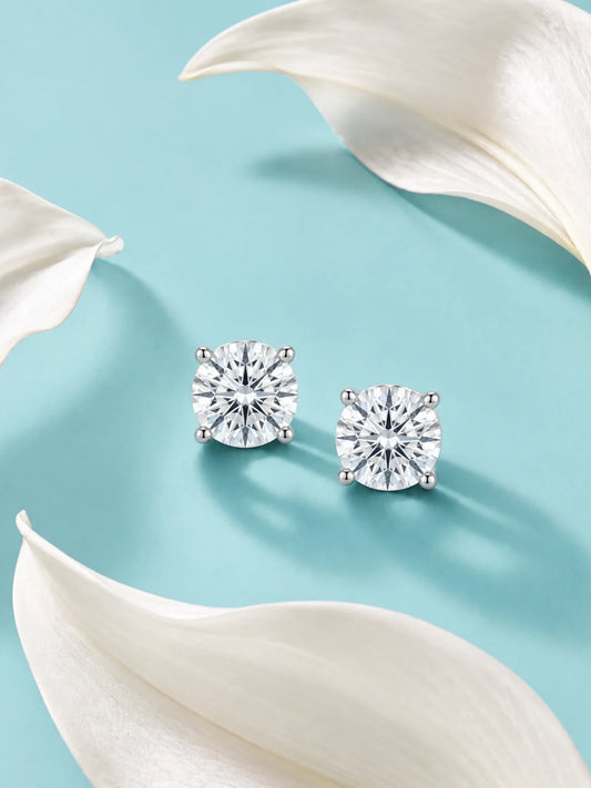 Classic Round Solitaire Stud Earrings