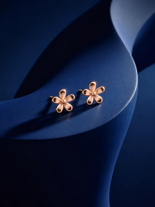 Rose-Gold Plated Five-Petal Stud Earrings