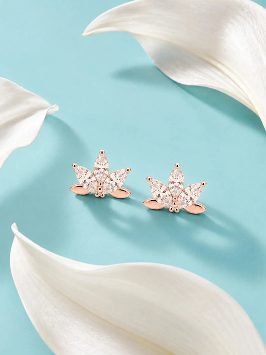 Rose-Gold Plated Lotus Stud Earrings