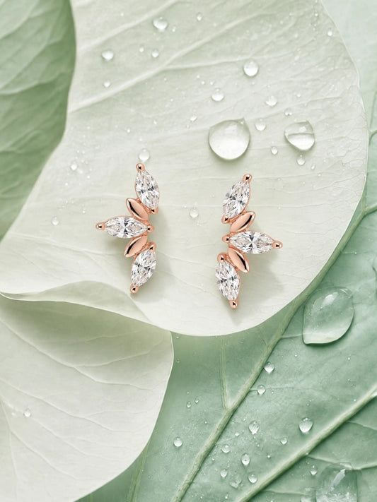 Rose-Gold Leaf Ear Climbers