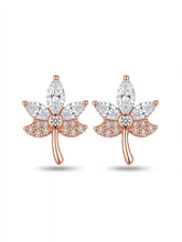 Rose-Gold Plated Floral Stem Stud Earrings