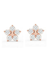 Rose-Gold Plated Five-Stone Floral Stud Earrings