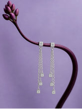 Triple Chain Cube Earrings