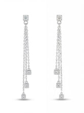 Triple Chain Cube Earrings