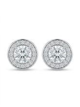 Round Double Halo Stud Earrings