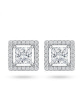 Square Frame Halo Stud Earrings