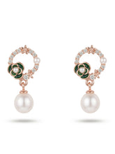 Green Floral Bead Drop Earrings