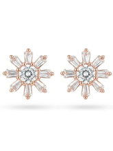 Rose-Gold Plated Baguette Sunburst Stud Earrings