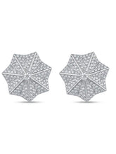 Folded Starburst Clear Stone Stud Earrings
