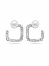 Ivory Orb Square Frame Stud Earrings