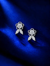 Floral Loop Leaf Drop Stud Earrings