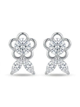 Floral Loop Leaf Drop Stud Earrings