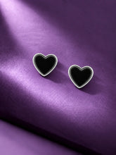 Black Heart Inlay Stud Earrings