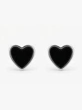 Black Heart Inlay Stud Earrings