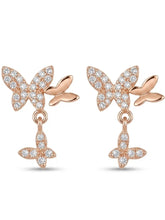 Rose-Tone Butterfly Drop Earrings