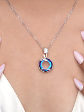 925 silver pendant with iridescent crystal circle and pave-studded loop on delicate chain