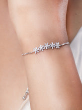925 silver floral bracelet with CZ studded blossoms with adjustable chain design