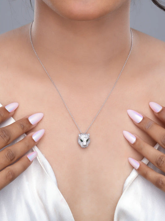 925 silver lion head pendant necklaces in a set of four with detailed chain design