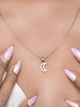 925 silver crescent moon pendant with crystal pavé detailing and polished bail for a celestial-inspired design