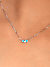 925 silver necklace featuring a single blue evil eye charm on a delicate chain for minimalist style and protection