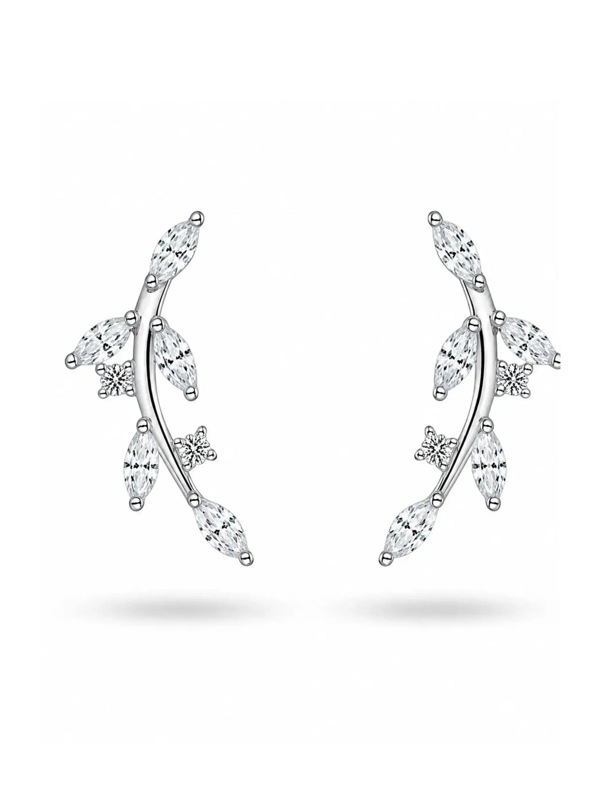 Curved Vine Leaf Stud Earrings