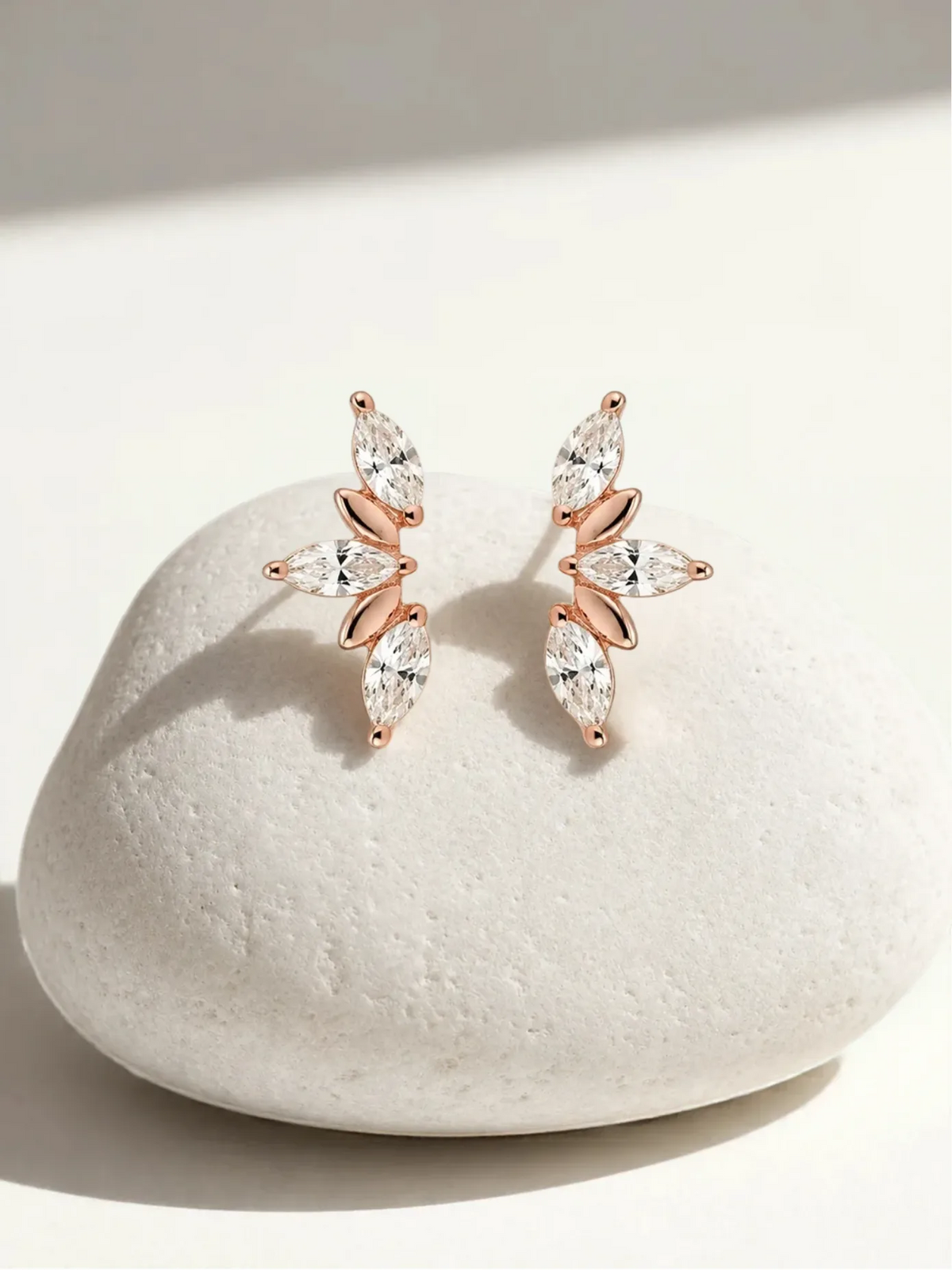 Rose-Gold Leaf Ear Climbers