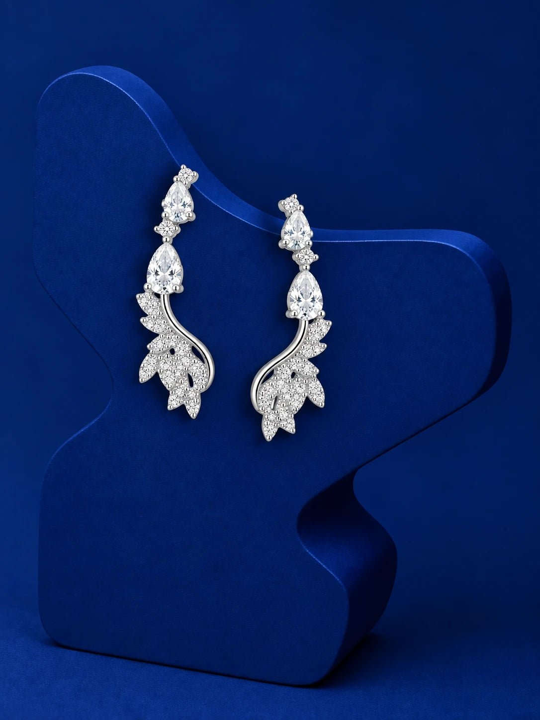 Botanical Clear-Stone Ear Climbers