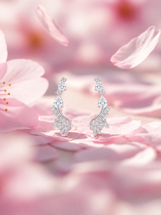 Botanical Clear-Stone Ear Climbers