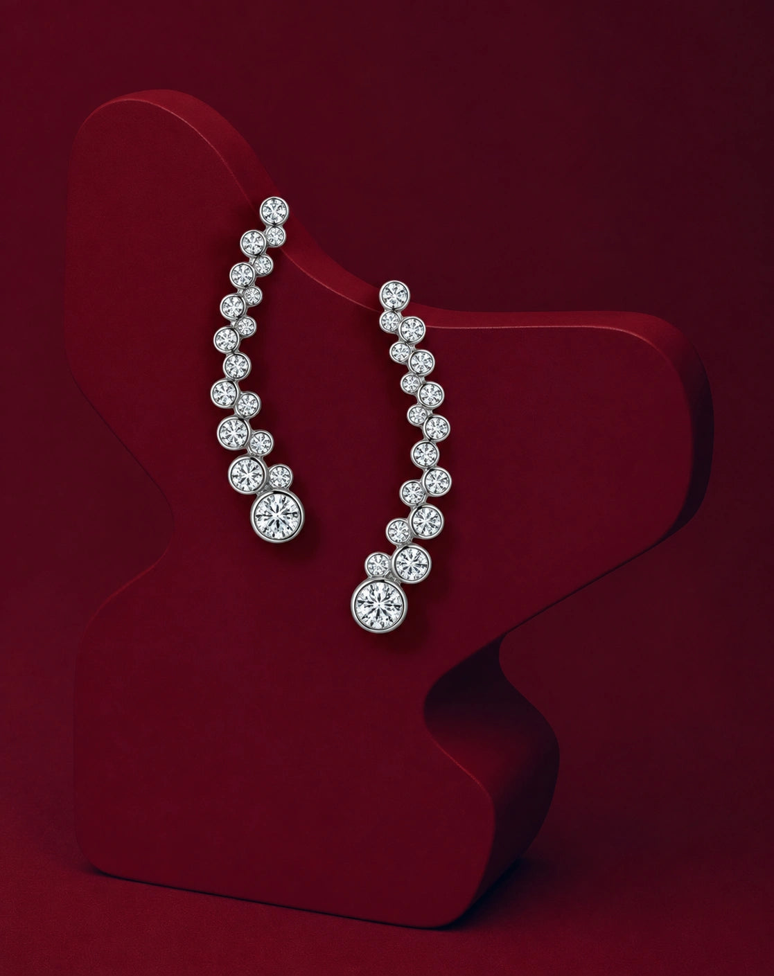 Graduated Bezel Ear Climbers