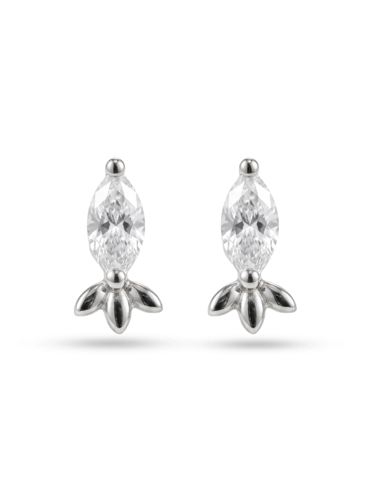 Marquise Leaf Tip Stud Earrings