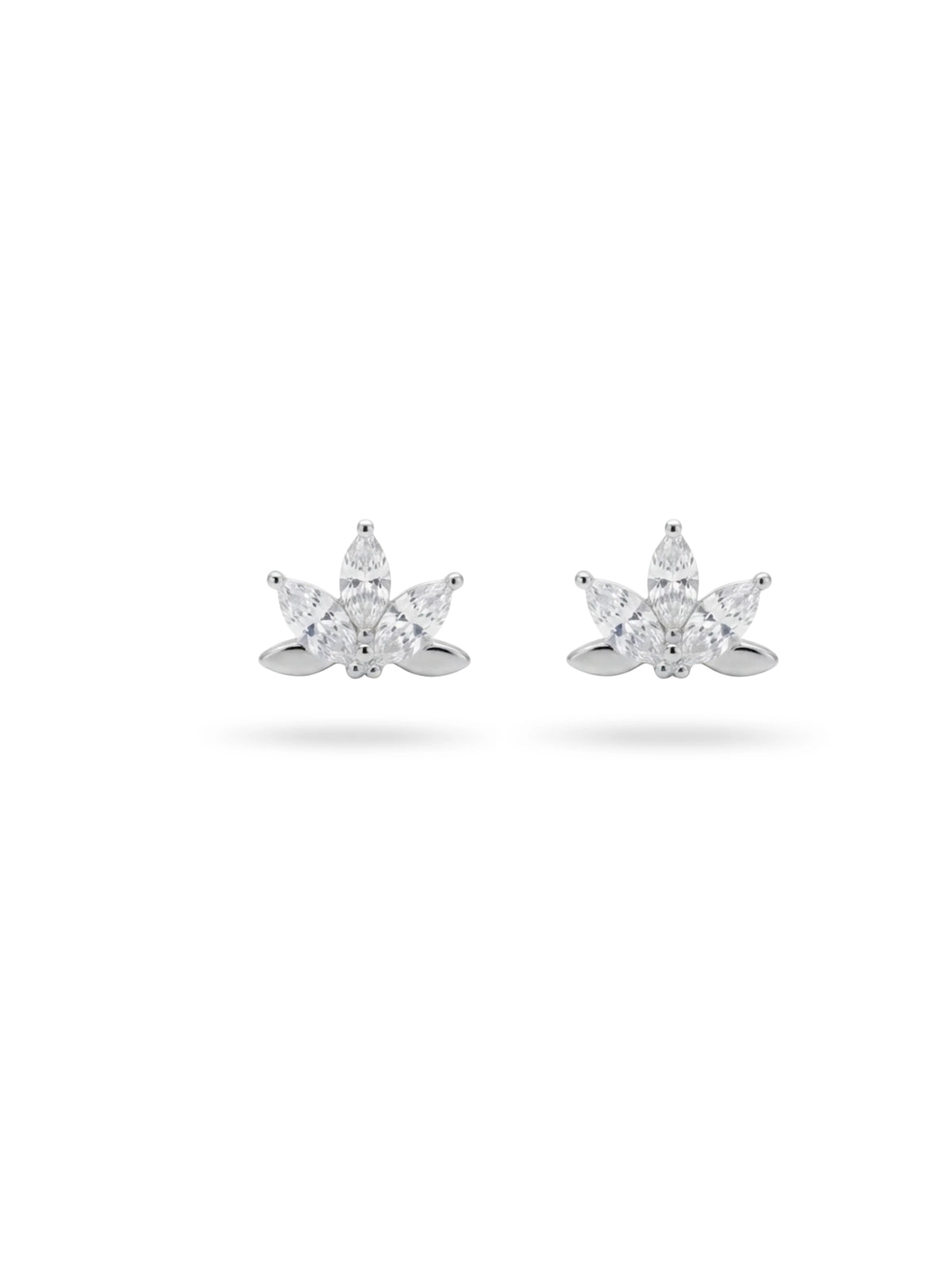 Lotus Leaf Clear-Stone Stud Earrings
