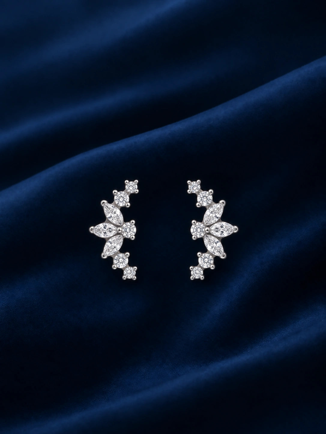 Marquise Floral Ear Climbers