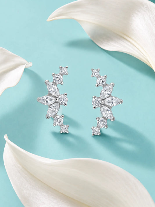 Marquise Floral Ear Climbers