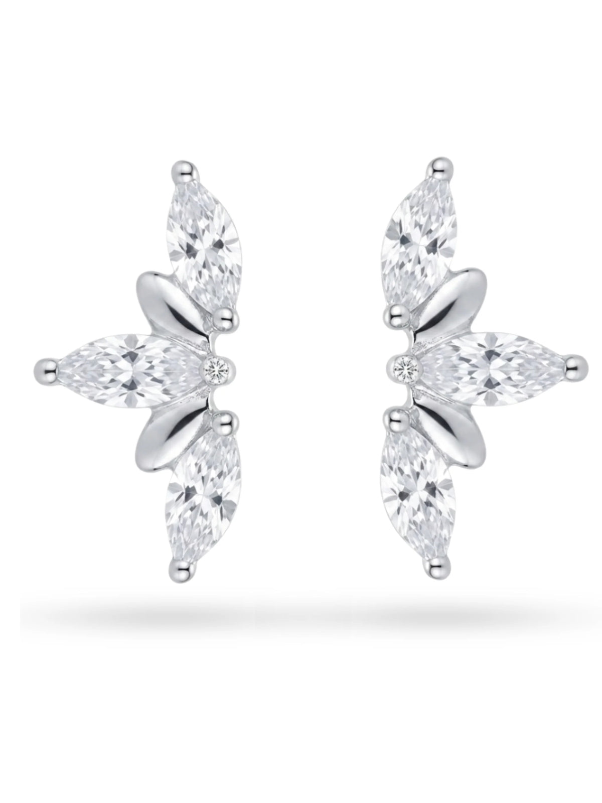 Marquise Leaf Cluster Stud Earrings