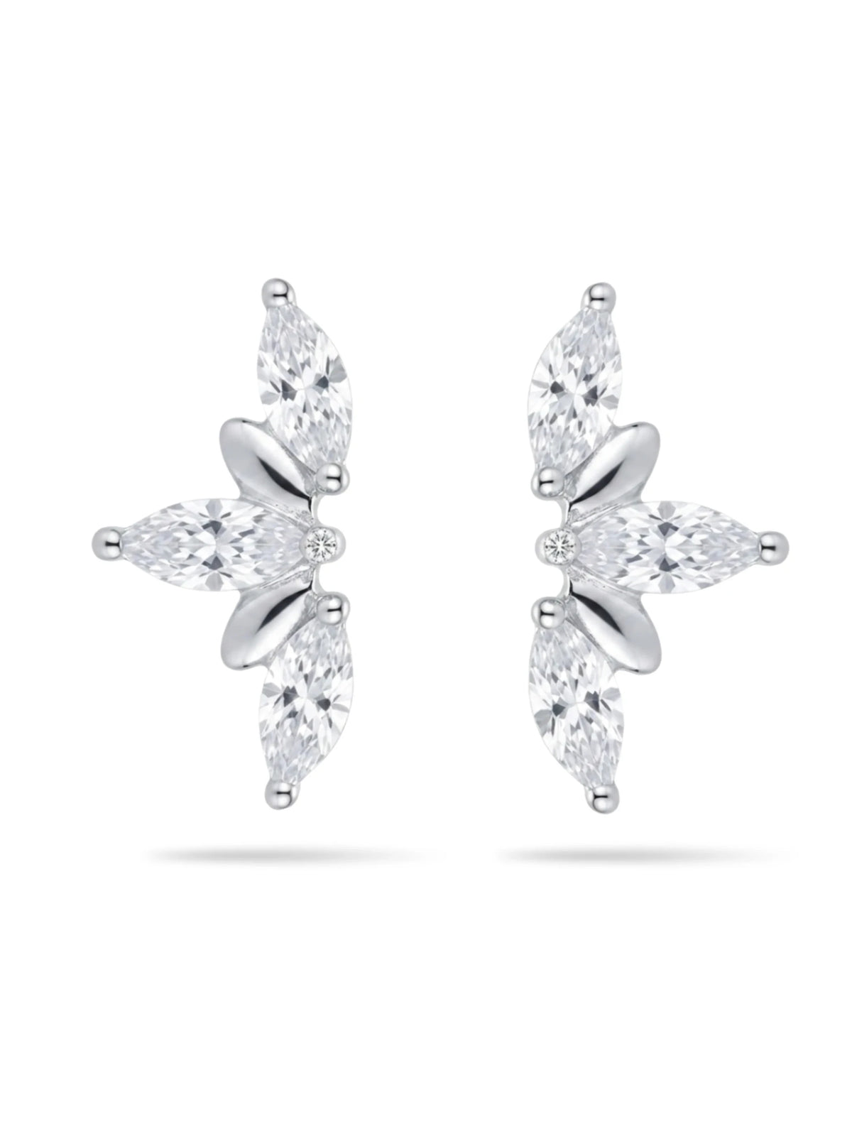 Marquise Leaf Cluster Stud Earrings