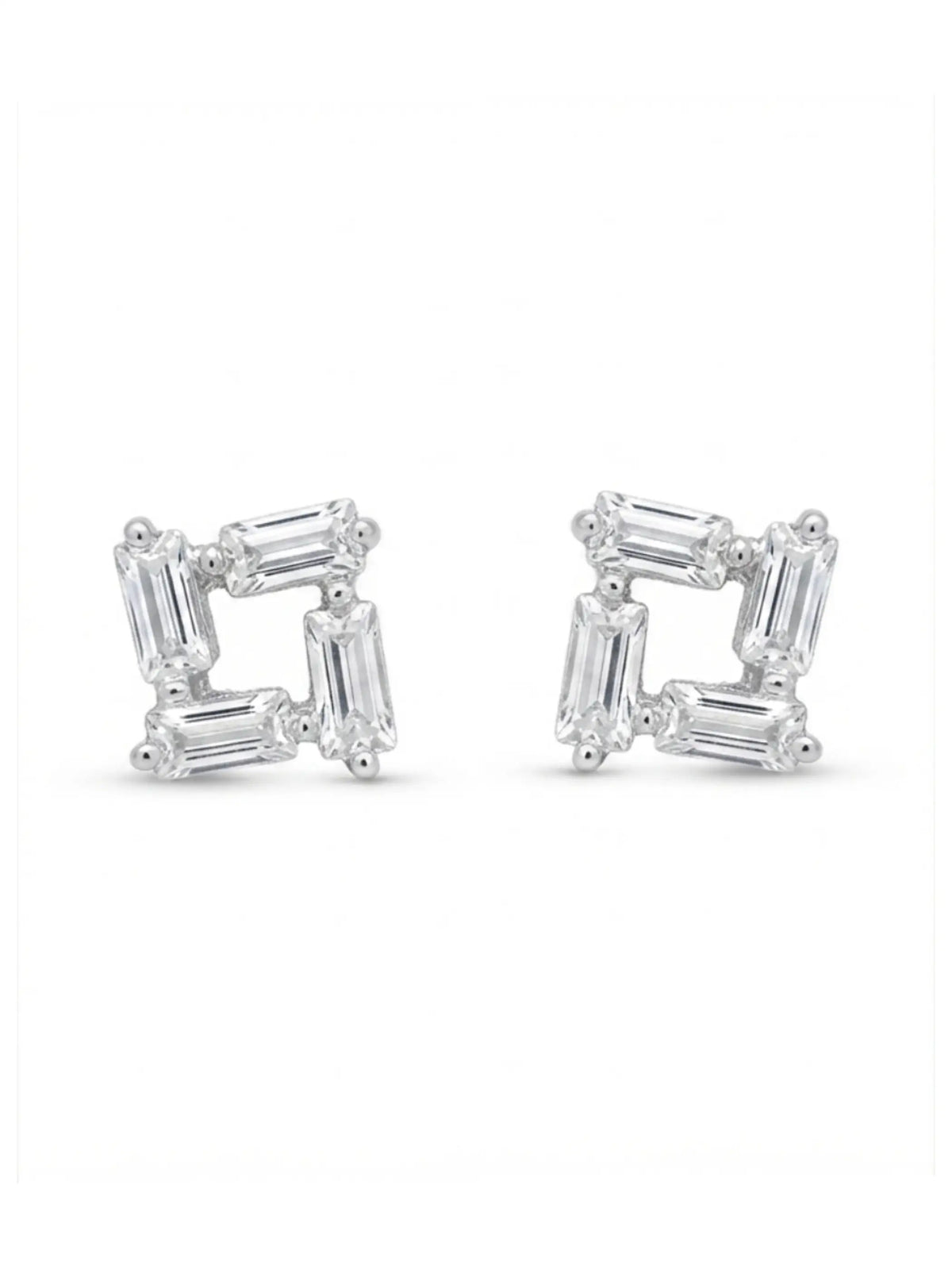 Baguette Frame Square Stud Earrings