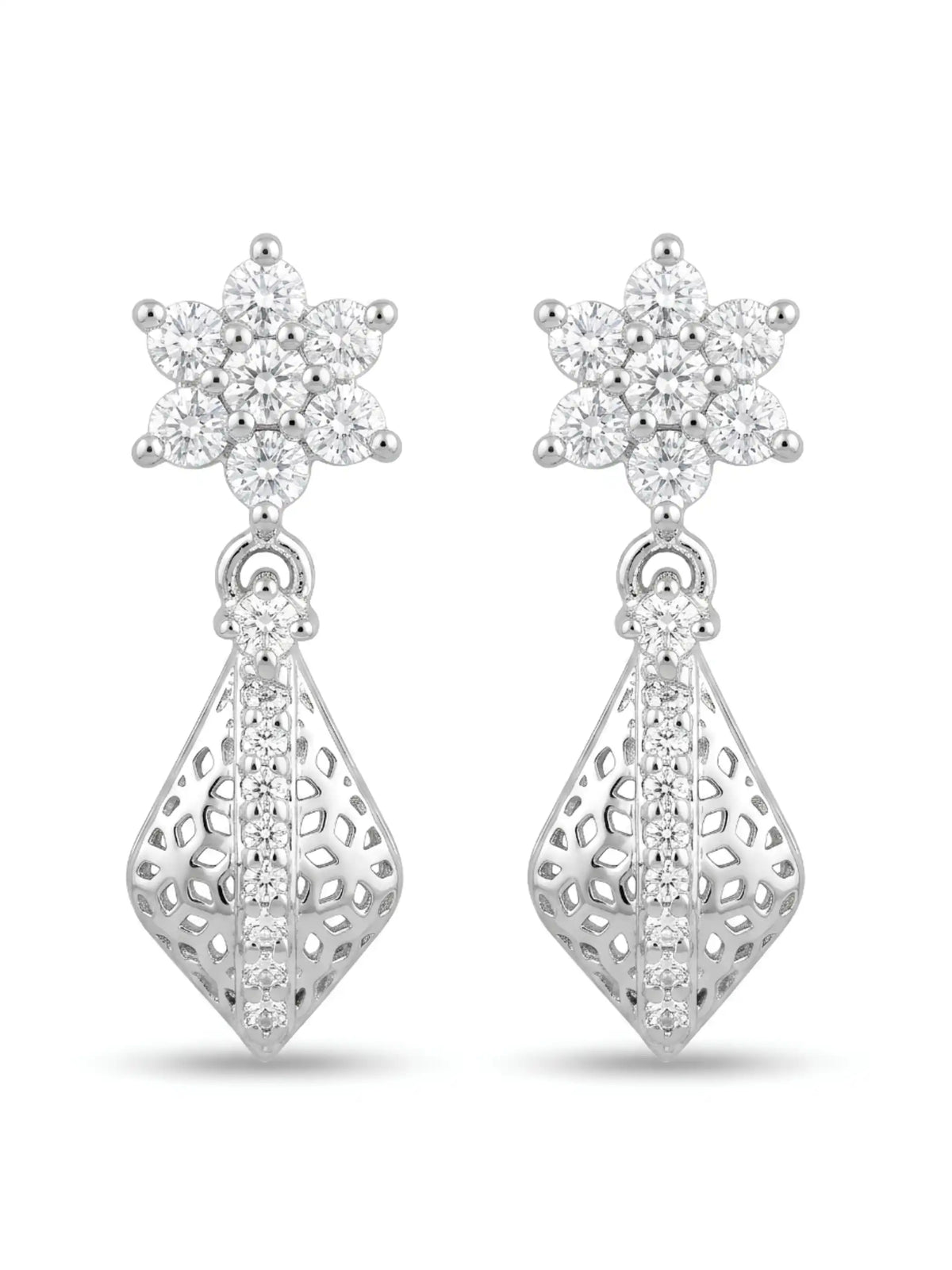 Floral Rhombus Drop Earrings