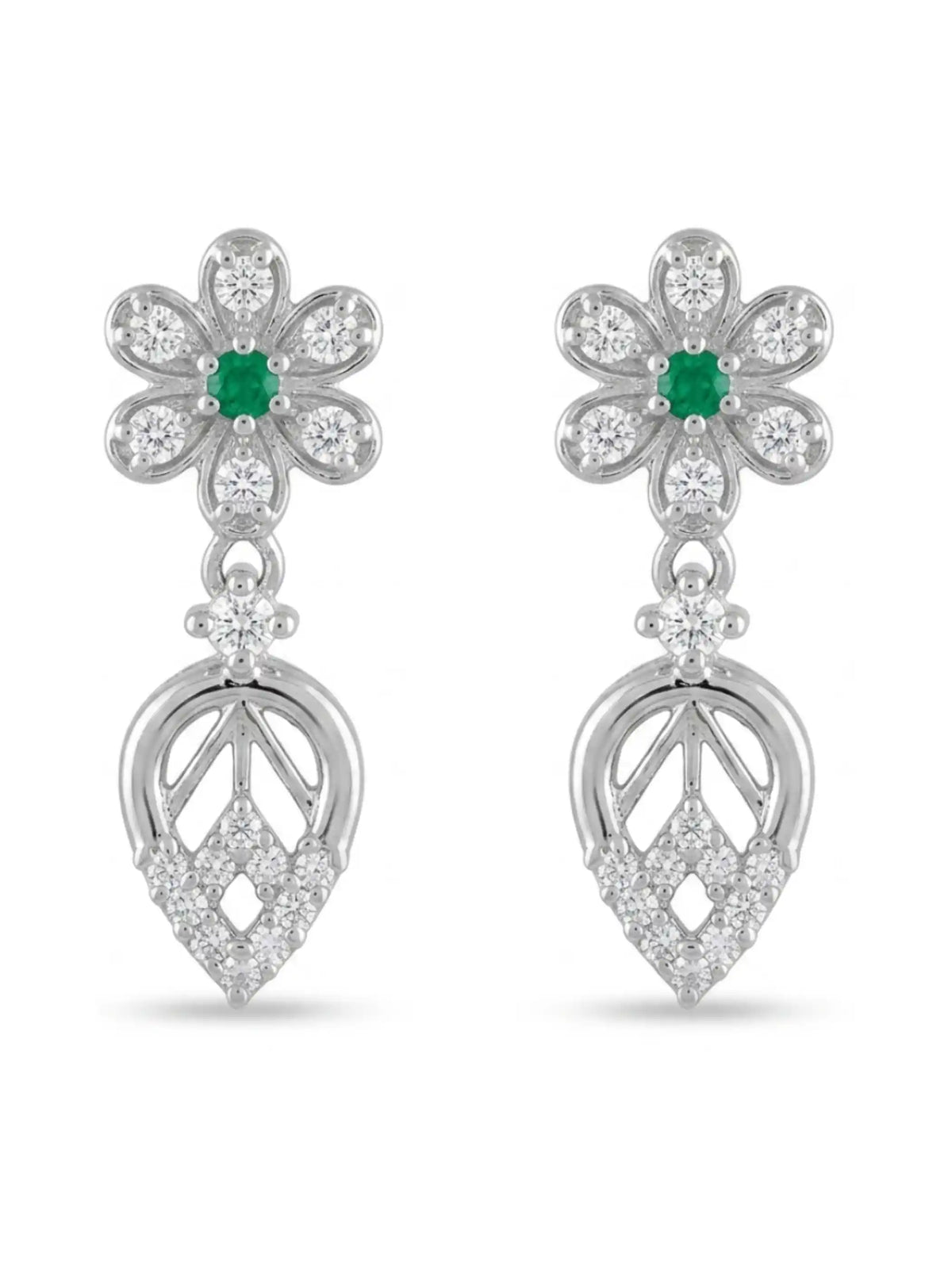 Green Bloom Drop Earrings