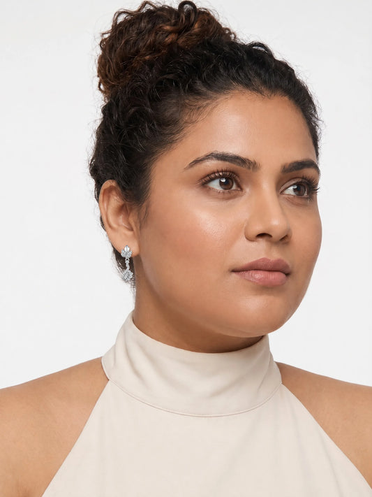 Swan Leaf Drop Earrings