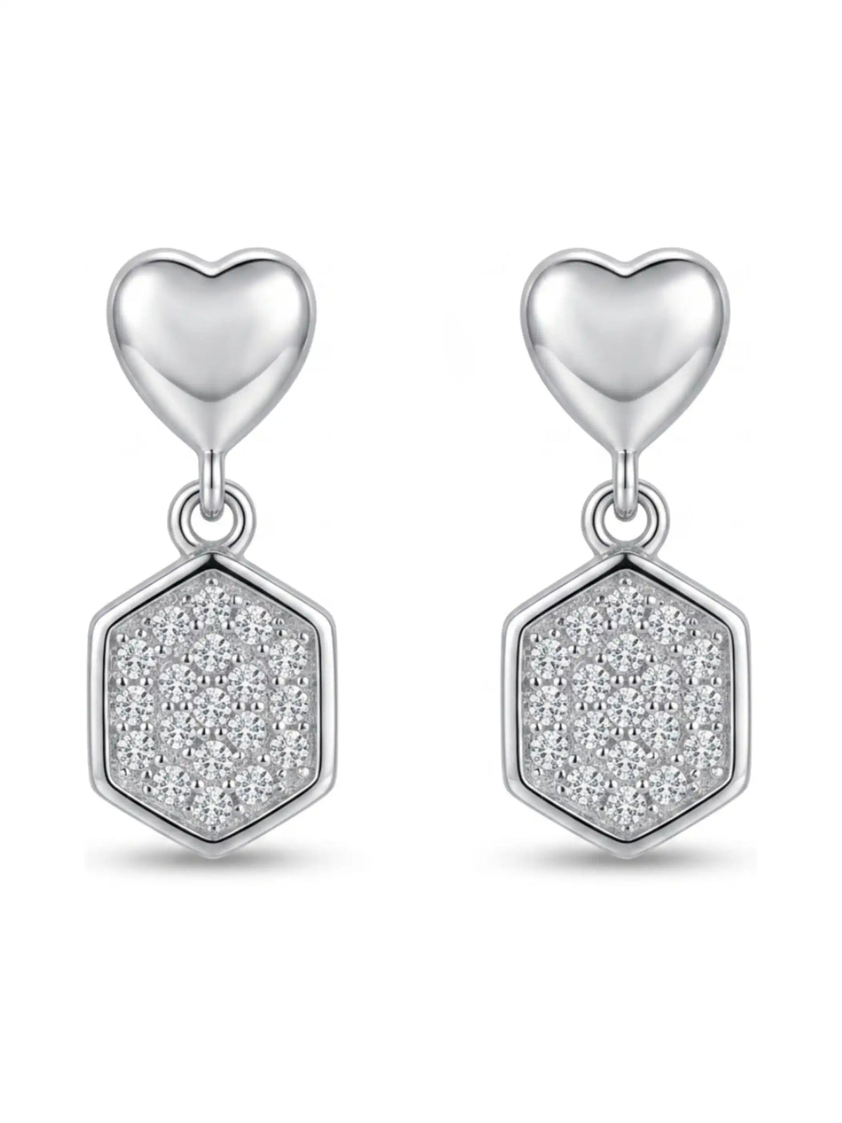 Heart Hexagon Drop Earrings